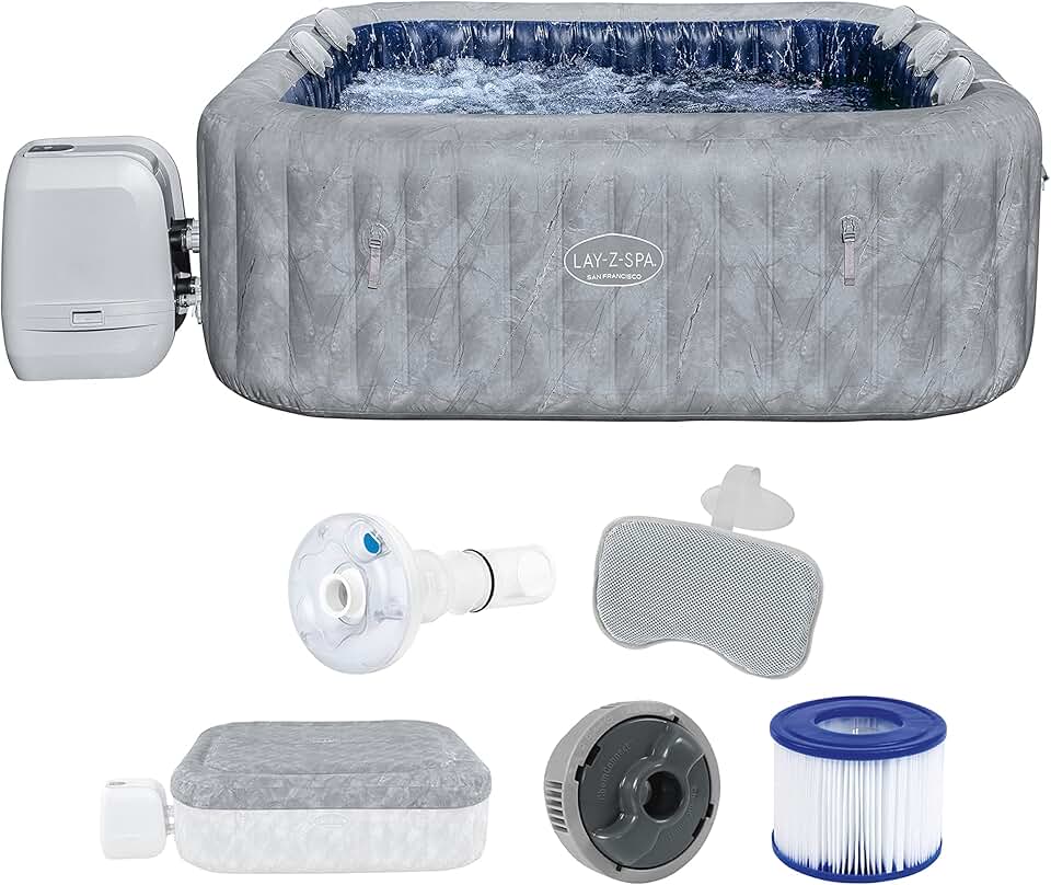 jardinite - San Francisco HydroJet Pro - 230x230x71 cm - spa gonflable éco, 5-7 pers., contrôle appli