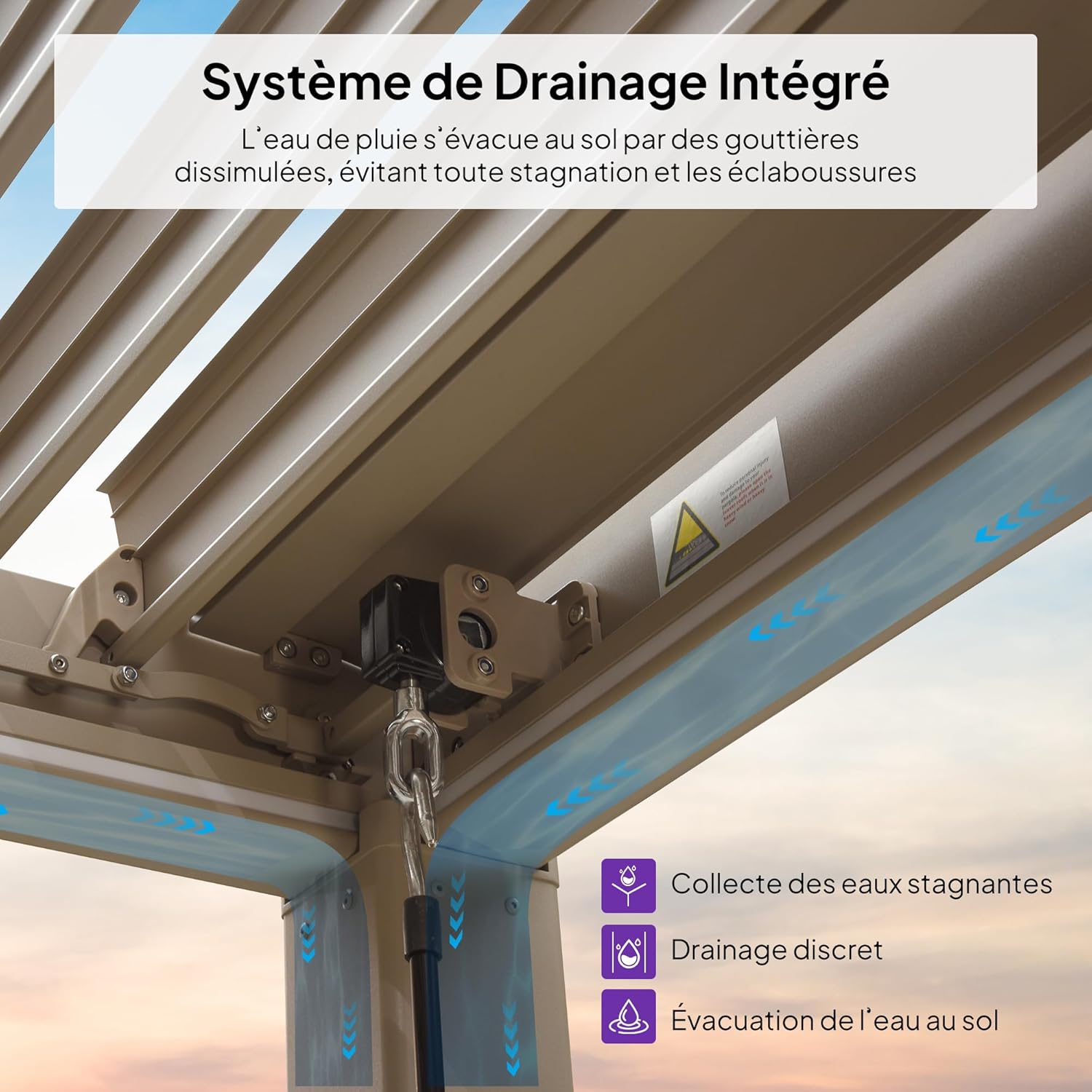 jardinite - pergola bioclimatique LED - 3x4,25m - aluminium, lames orientables, anti-UV, sans entretien