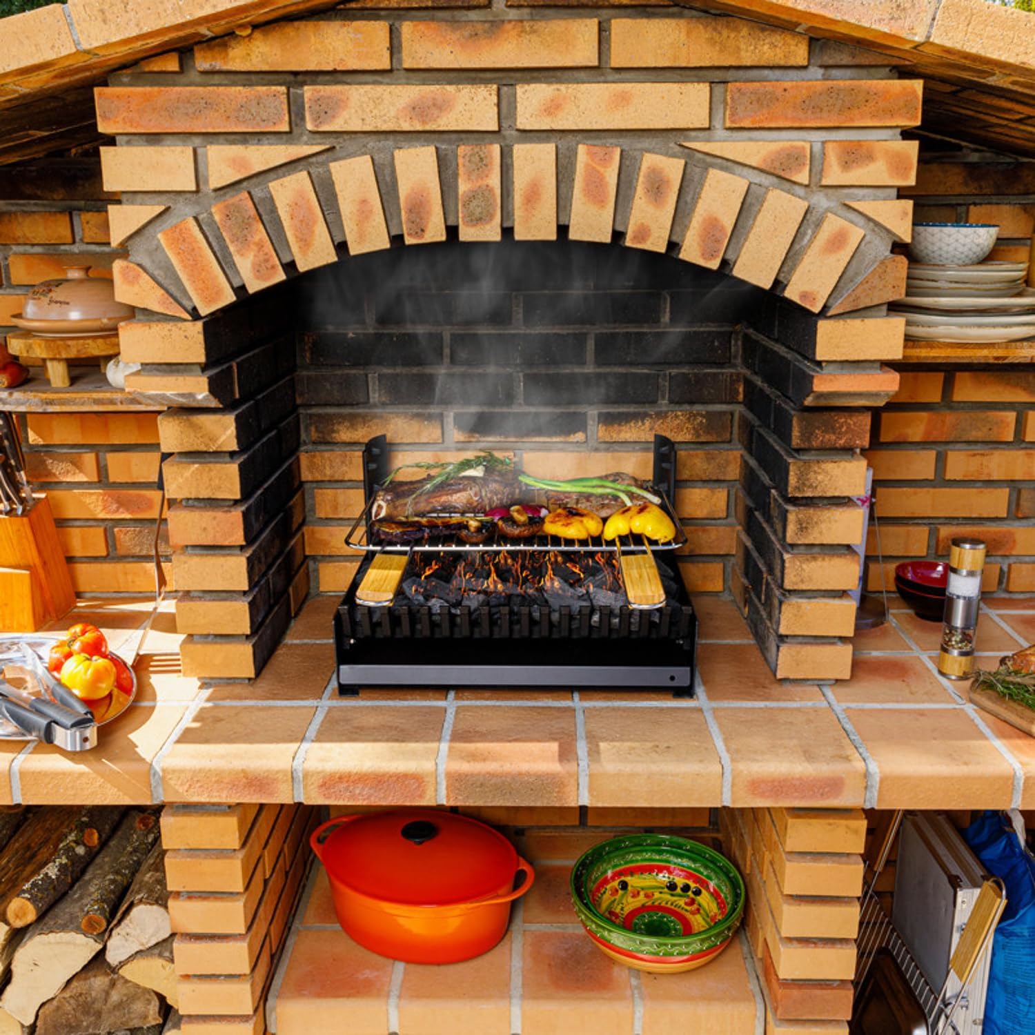 Barbecue à charbon réglable 3 hauteurs, dimensions compactes, GRILLOIR