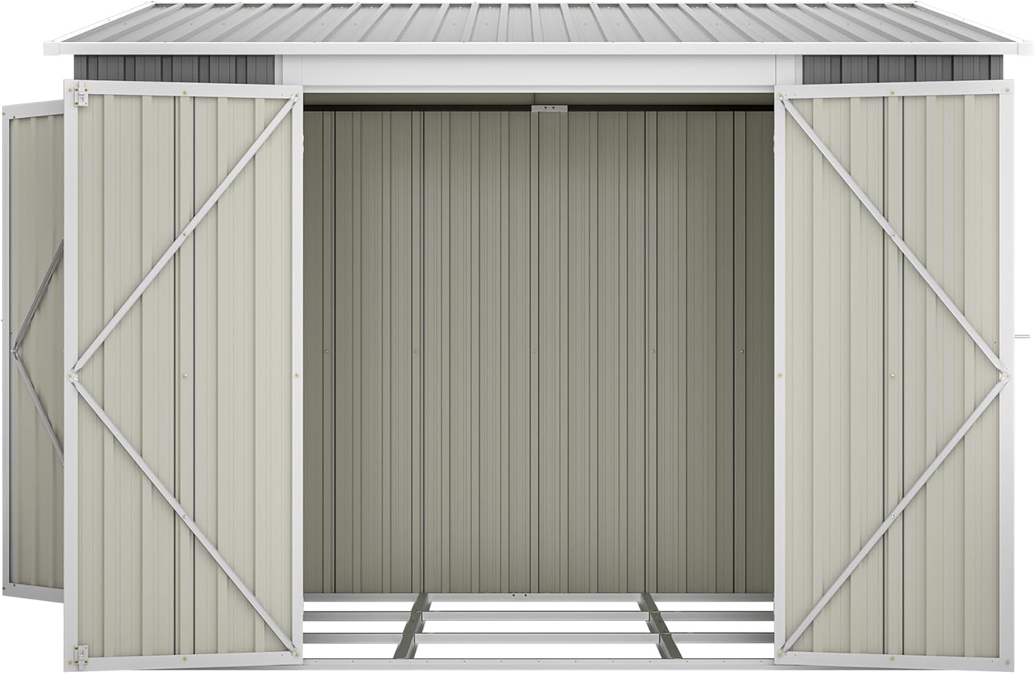 Abri de jardin avec toit à pignon, remise à outils 6x8 pieds, abri à outils en métal avec double portes et serrure, résistant aux intempéries avec sol, pour vélos et outils de jardin, gris