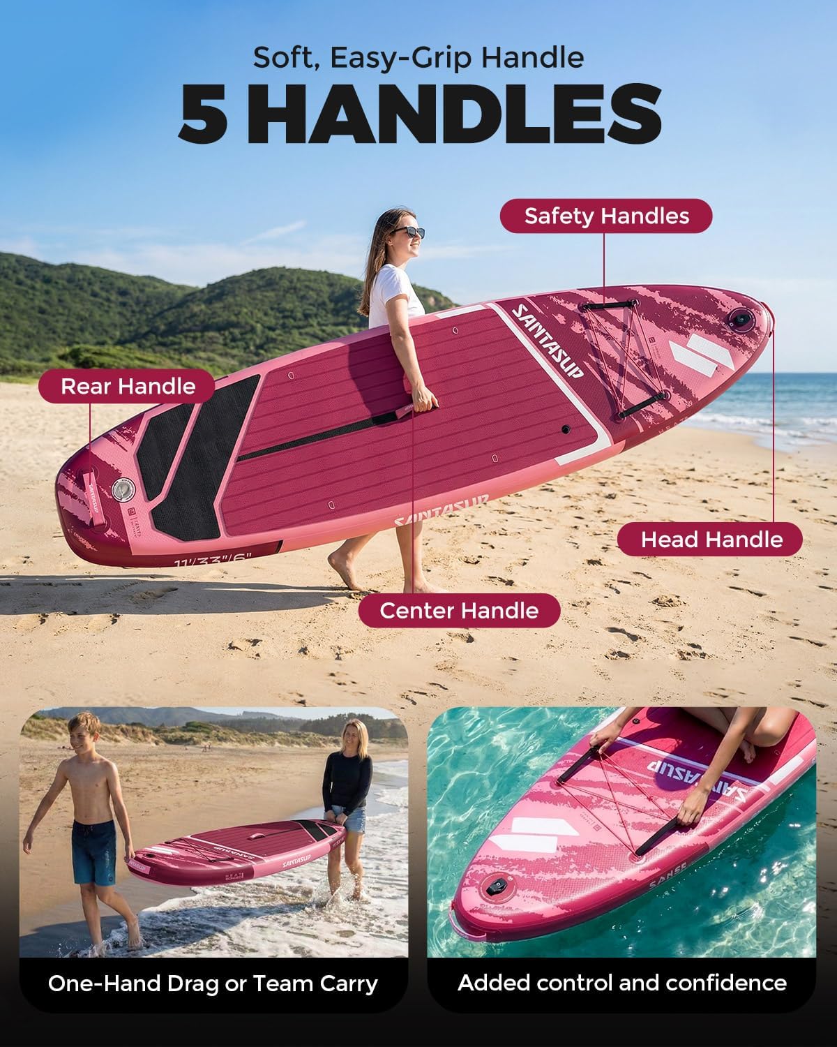 Tableau Gonflable Stand Up Paddle avec Accessoires Sup, Pont EVA antidérapant, Tableau Large 10'6
