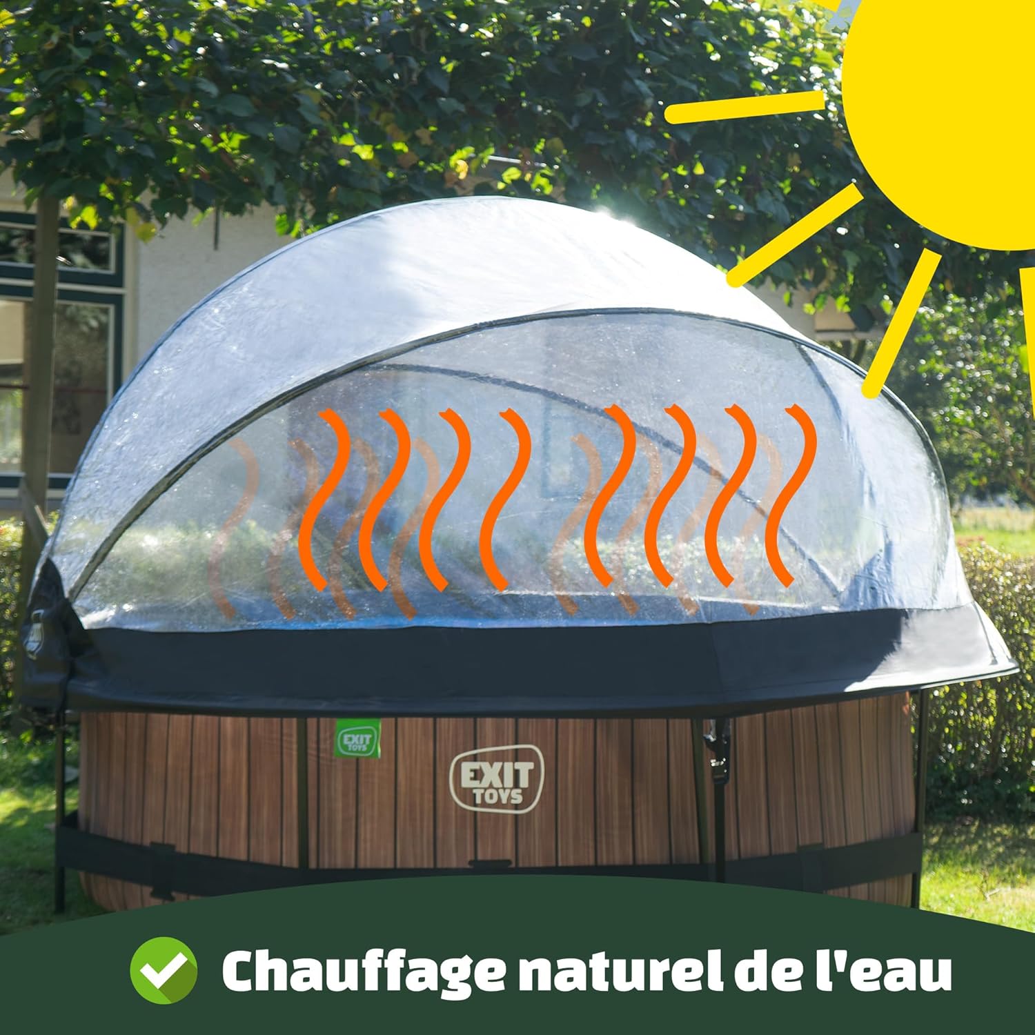 jardinite Piscine Tubulaire Soft Grey avec Dôme Multifonctionnel - ø360x76cm - Piscine Hors Sol Ronde avec Pompe Filtrante à Cartouche - Entrée Basse - Pour l'Eau de la Piscine Propre et Chaude - Gris
