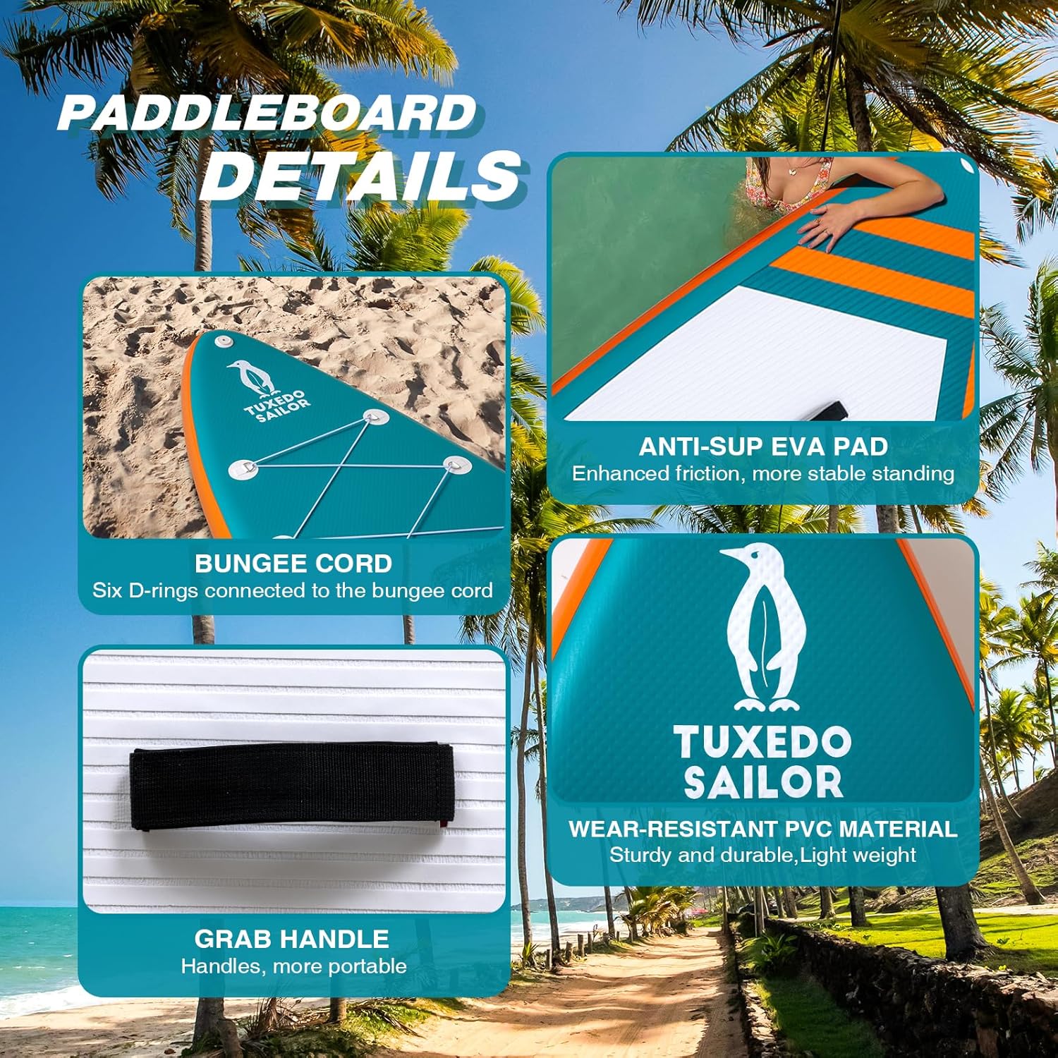 jardinite Paddle Gonflable Adulte, Planche de Stand Up Paddle Gonflable, Sup Paddle Board Gonflable avec Accessoires Complets, Planche de Surf Paddle
