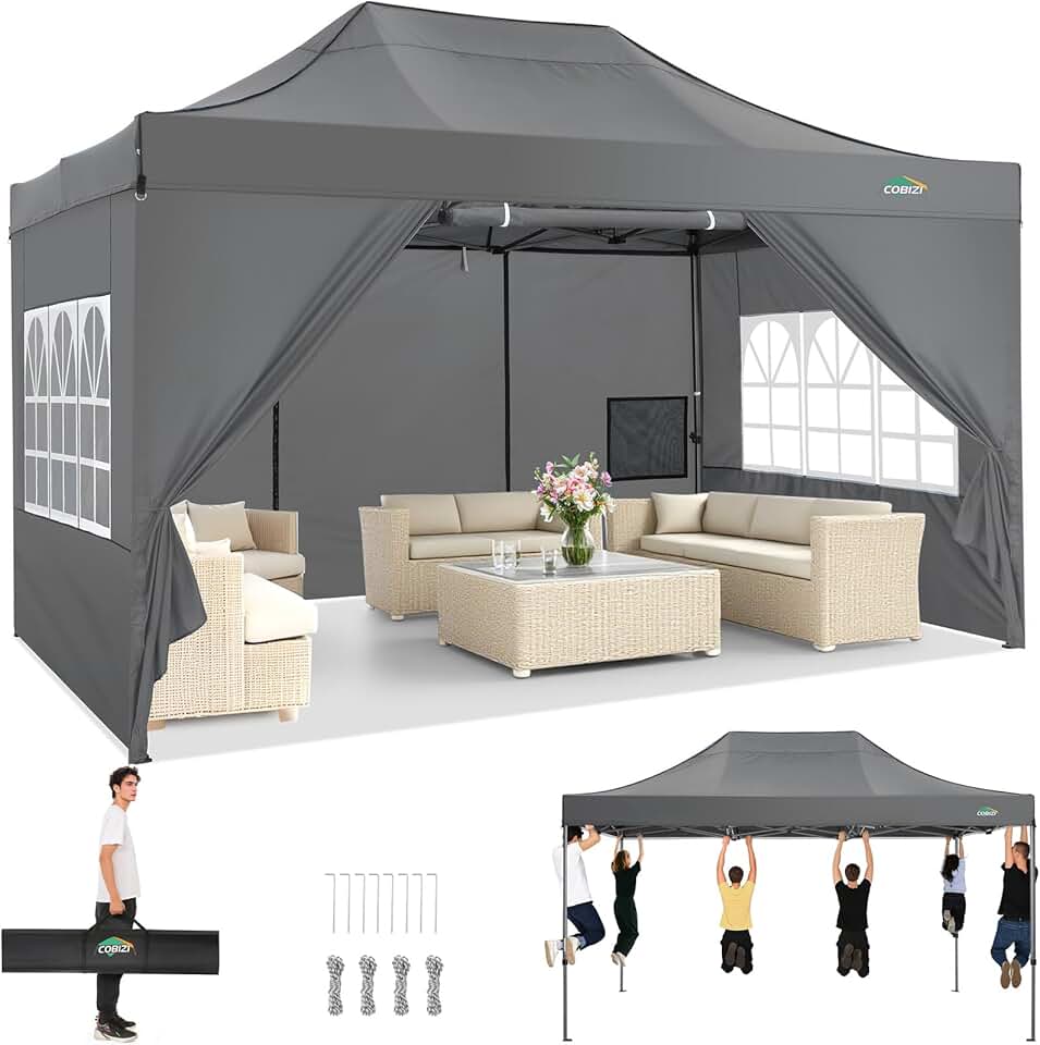 jardinite - Tonnelle pliante série - 3x4,5m - étanche, UV50+, 4 panneaux