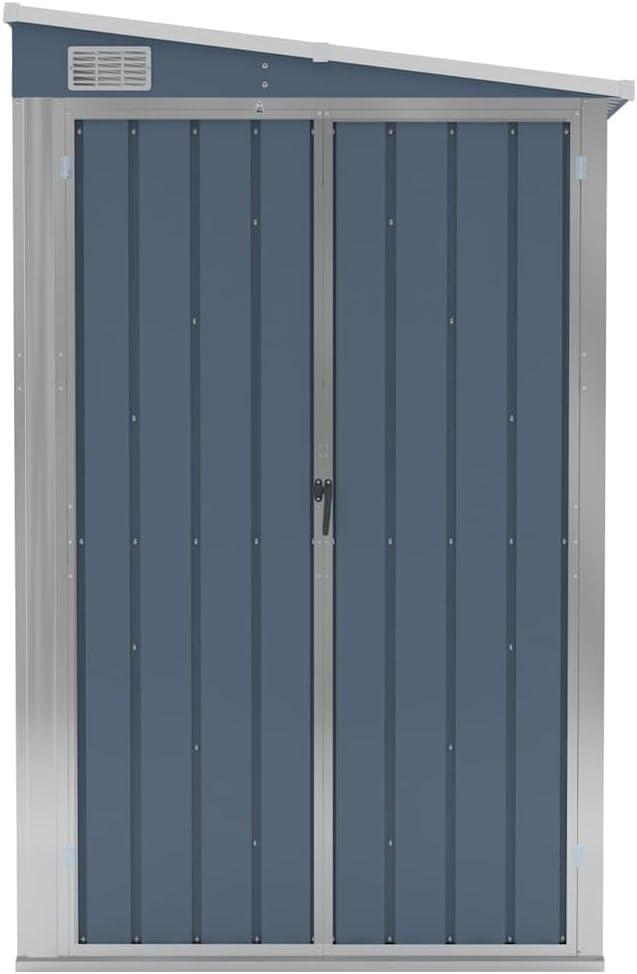 jardinite Abri de Jardin Mural Gris 118x194x178 cm Acier galvanisé,Maison & Jardin, Pelouses & Jardins, Vie en extérieur, Structures extérieures, Cabanes & abris de Jardin, Gris (Poids 31.54KG)