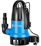 jardinite Pompe submersible pour eaux usées Interrupteur à flotteur réglable 750 W, 19500 l/h, Clean/...