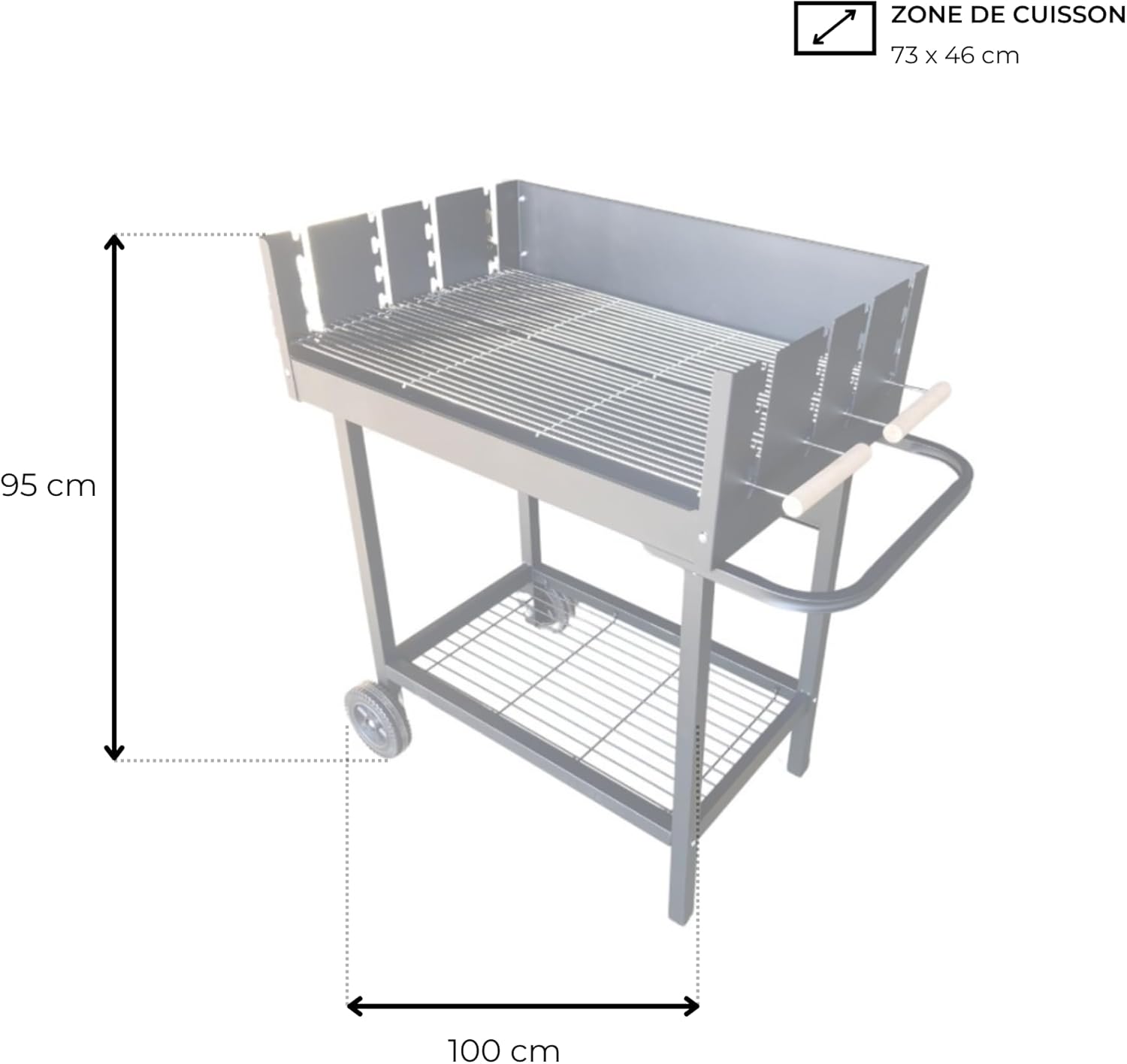 jardinite - Serena - XXL - Barbecue charbon acier, grille réglable