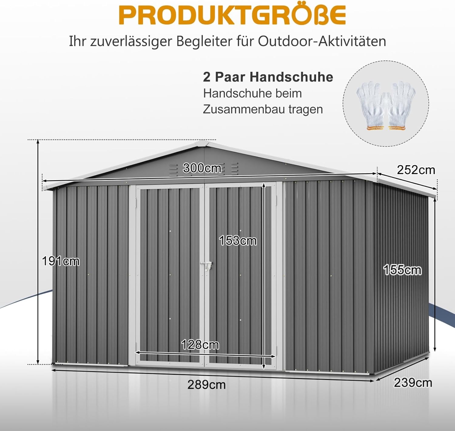 Abri de jardin - métal galvanisé 10x8 FT - spacieux, résistant intempéries, toit incliné