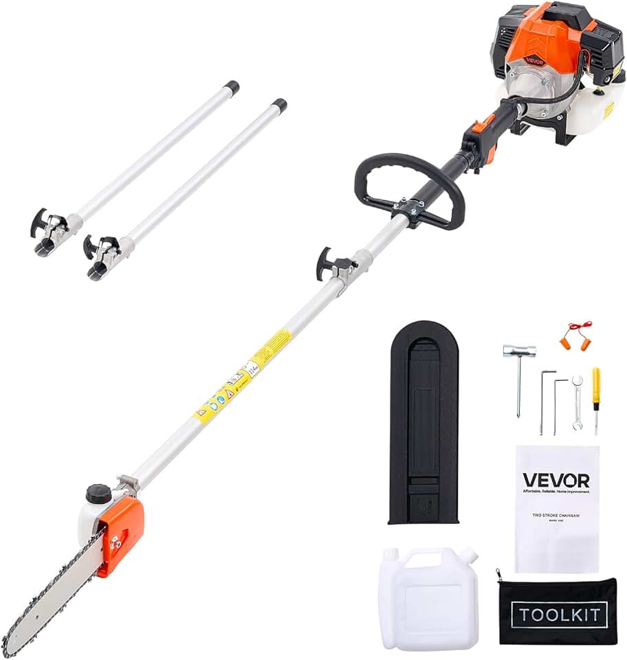 jardinite - élagueuse thermique sur perche 43cc - 2,08-3,58m - sans fil, guide 25,4cm, réservoir 850ml