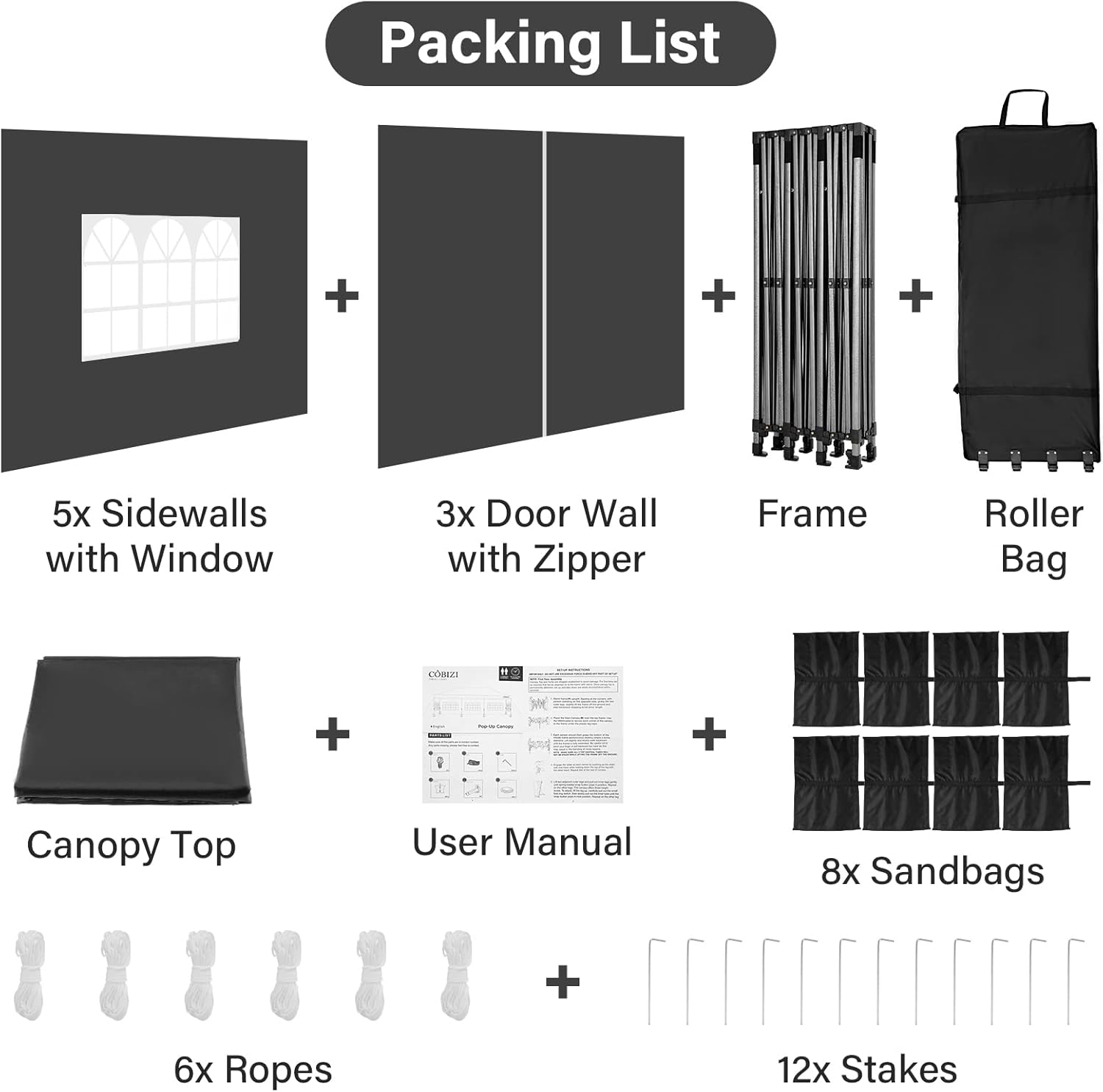 Tooluck - Pop-up robuste - 25,4x76,2 cm - 8 parois, imperméable, sac à roulettes