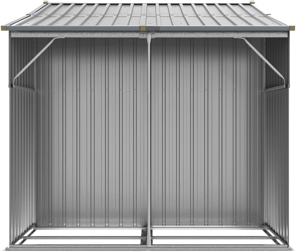Abri de jardin en acier galvanisé – Durable pour outils et bûches avec toit incliné 277 x 192,5 x 179 cm – Parfait pour le stockage de matériel d'extérieur et de charbon