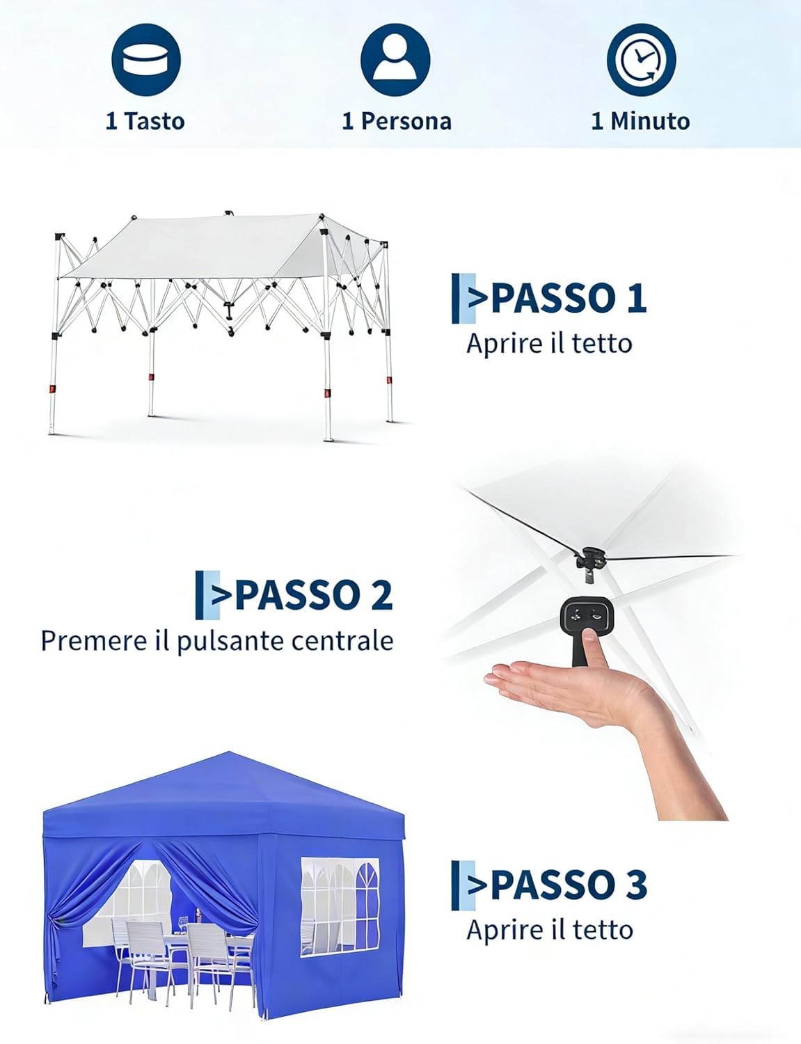 Gravee - tonnelle pliante série pop-up - 3x3m - imperméable, anti-UV, parois latérales