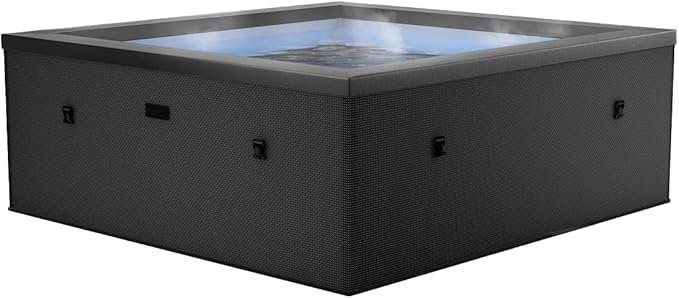 jardinite - Spa - Celestia - Semi-Rigide Carré 6 Places – Construction Portable en Mousse, Chauffage intégré et Couverture économe en énergie – Volume 1100l - Ø180xH70cm - Charcoal Black