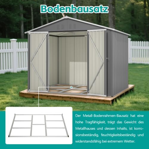 Abri de jardin en métal de 2,29 x 1,8 m - Anthracite - Avec ventilation et porte de 106 cm - Résistant aux intempéries - Pour outils de jardin, tondeuse à gazon et rangement extérieur
