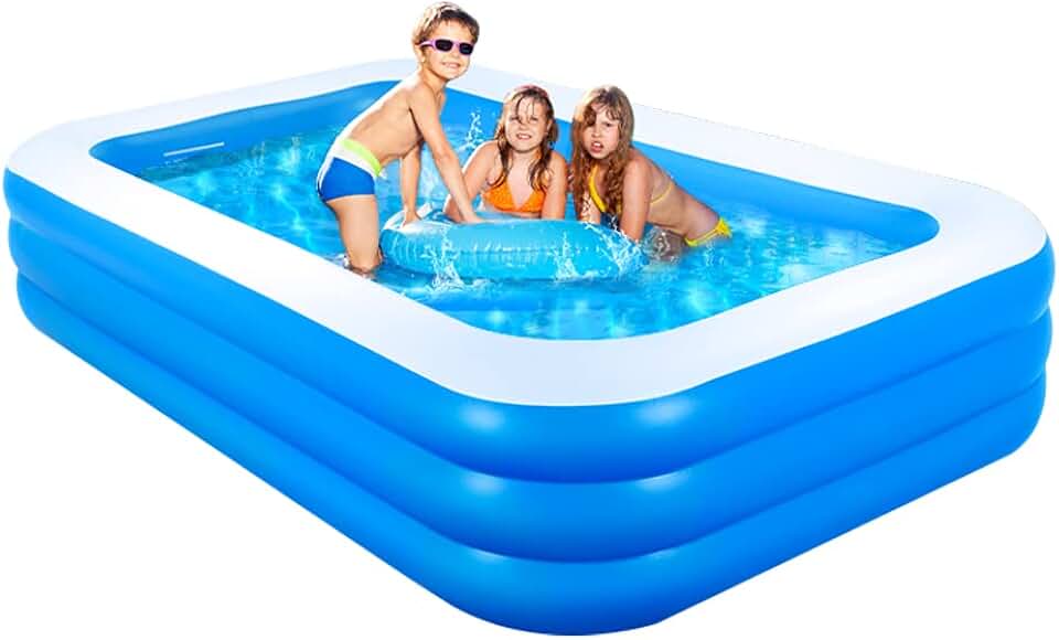 jardinite - Piscine gonflable 3 anneaux - 205x125x45 cm - usage intérieur/extérieur