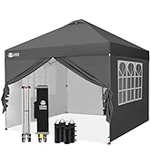 jardinite Tonnelle Pliante 3x3, Tente Pliable Imperméable avec Parois Anti UV, Pavillon Extéri...