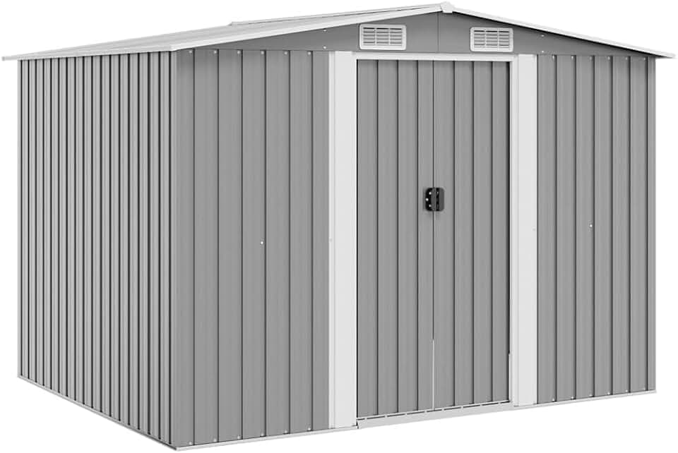 jardinite - abri de stockage métal gris - 257x205x178 cm - rangement jardin