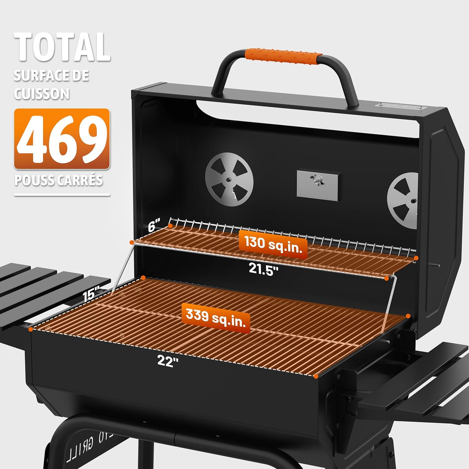 jardinite 23 pouces barbecue pentagonal, chromé, 469 Sq In-23 Pouces