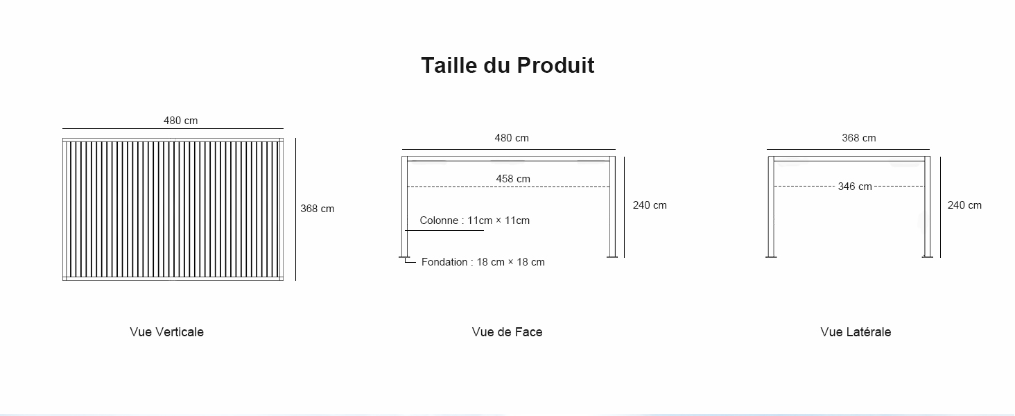 Tonnelle de Jardin, Toit à Lames, Pavillon Autoportante pour Terrasse