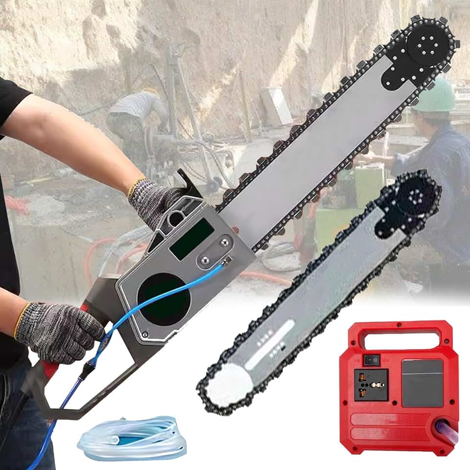 Tronçonneuse électrique - découpe béton/granit, 48cm, 2 chaînes, pompe à eau
