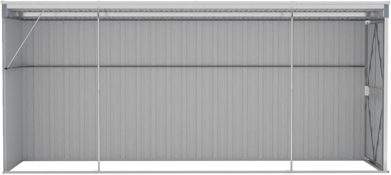 Abri de jardin mural acier galvanisé gris 118x382x178 cm, robuste