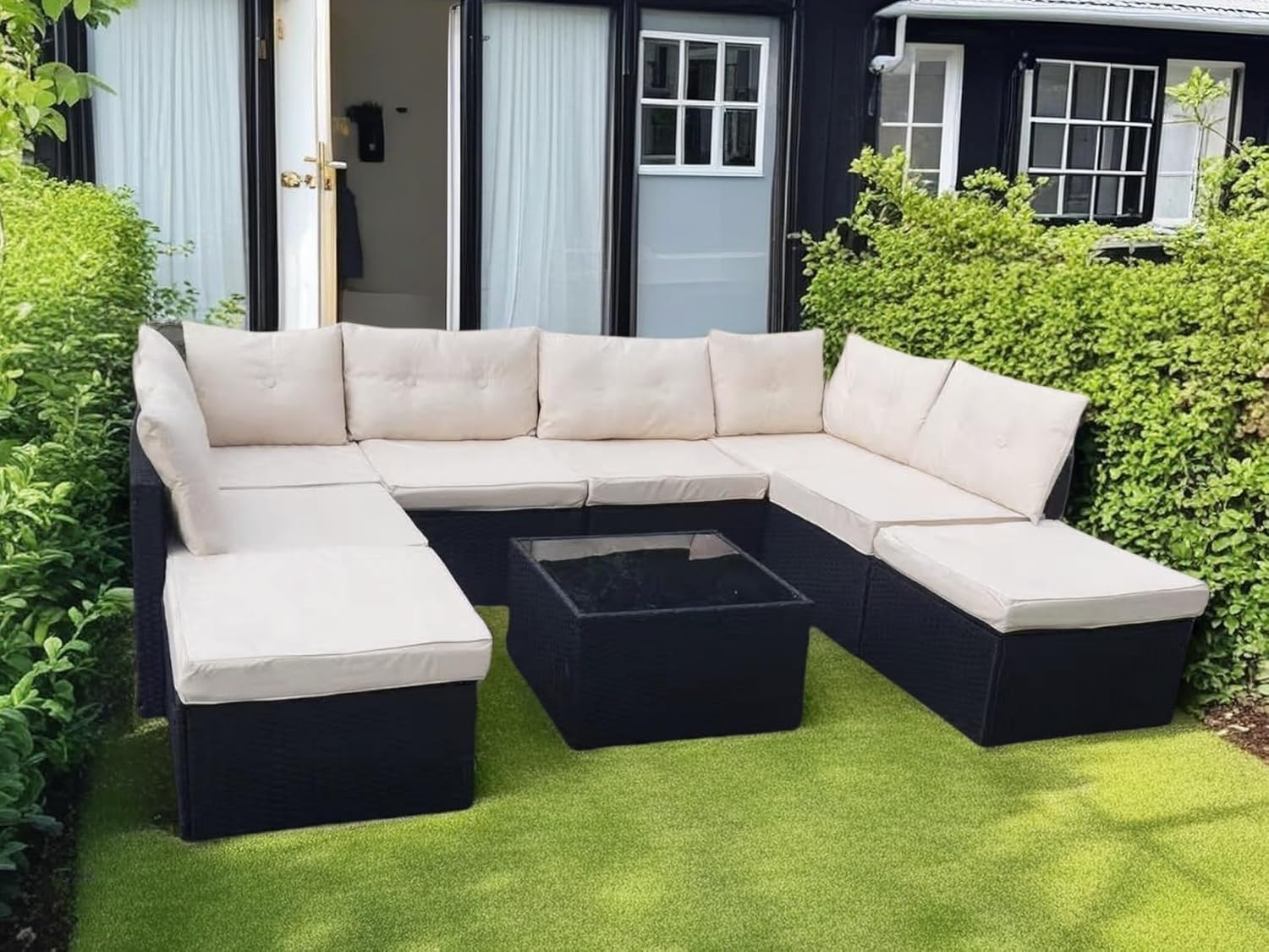 Salon de jardin - Résine tressée modulable 8 places - Fauteuils confortables - Entretien facile