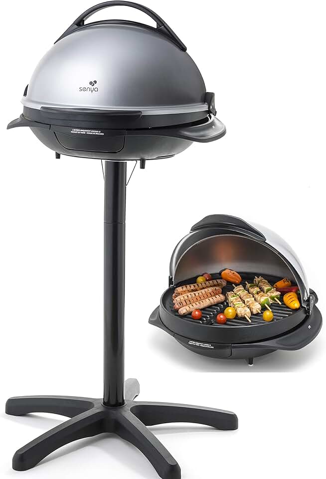 jardinite - Barbecue électrique 2 en 1 - Plaque fonte, couvercle - 2200W - SYCK-G043