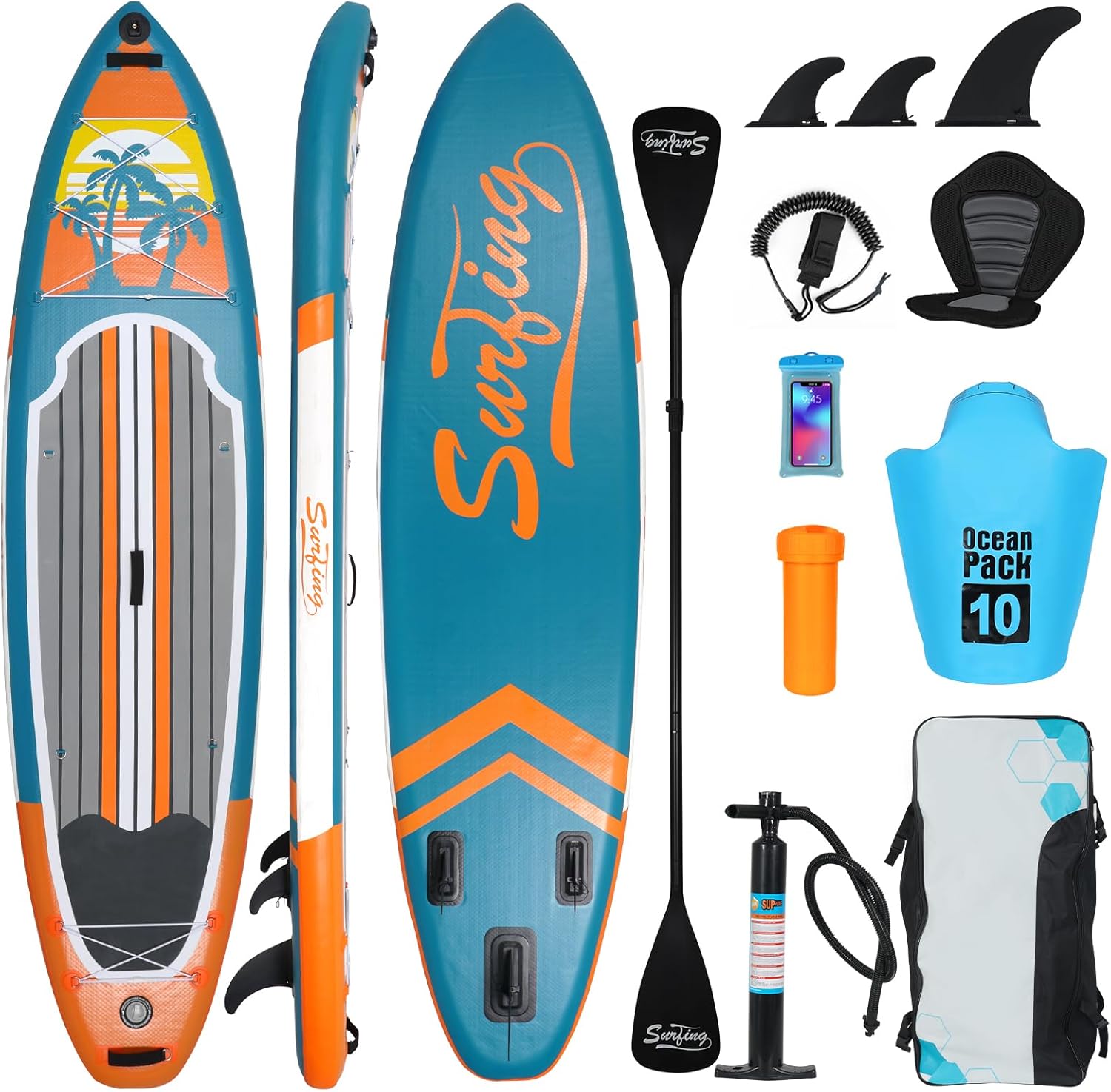 jardinite - Paddle gonflable adulte - 320/335cm - 2 personnes, siège kayak, pagaie alu, caméra, pompe, 150kg