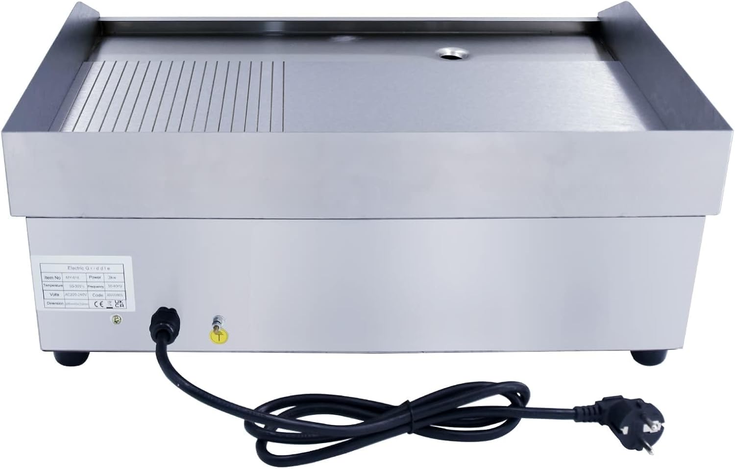 Plancha électrique - surface lisse/rainurée - inox 3000W - cuisson pro