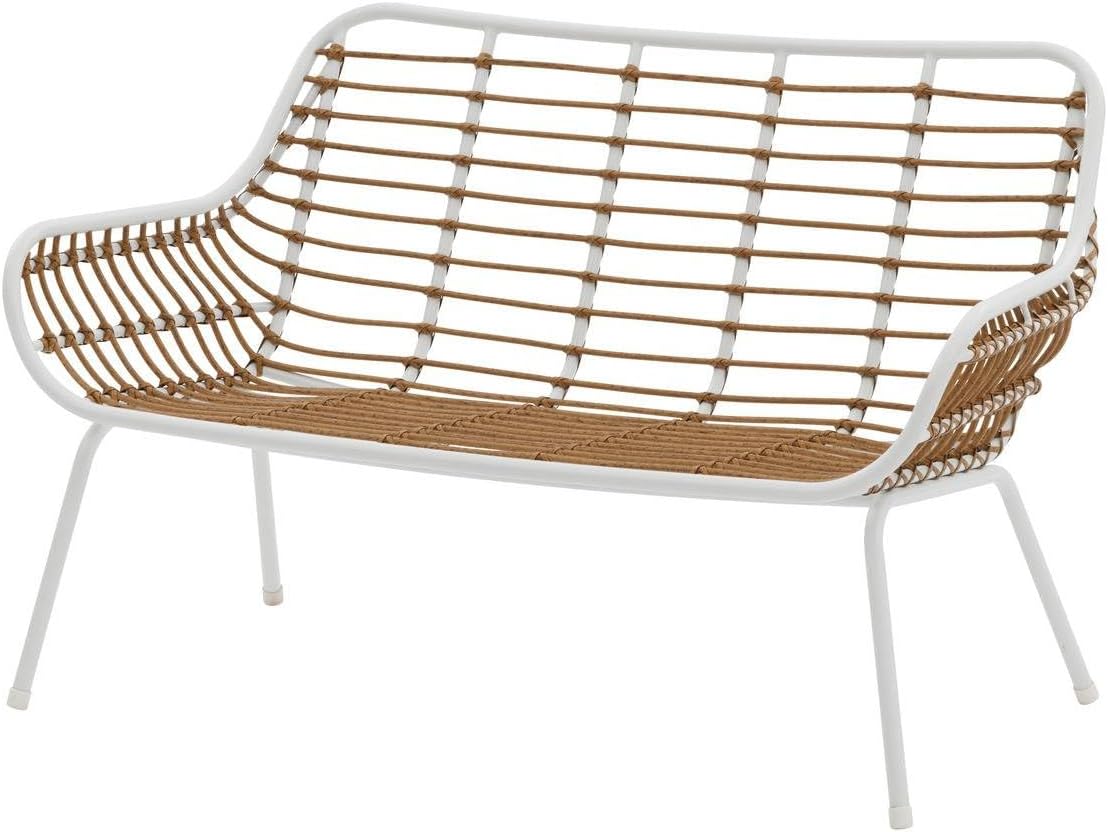 jardinite - Paopao Salon de Jardin - 4 places - acier epoxy, pieds ajustables - Blanc et Beige