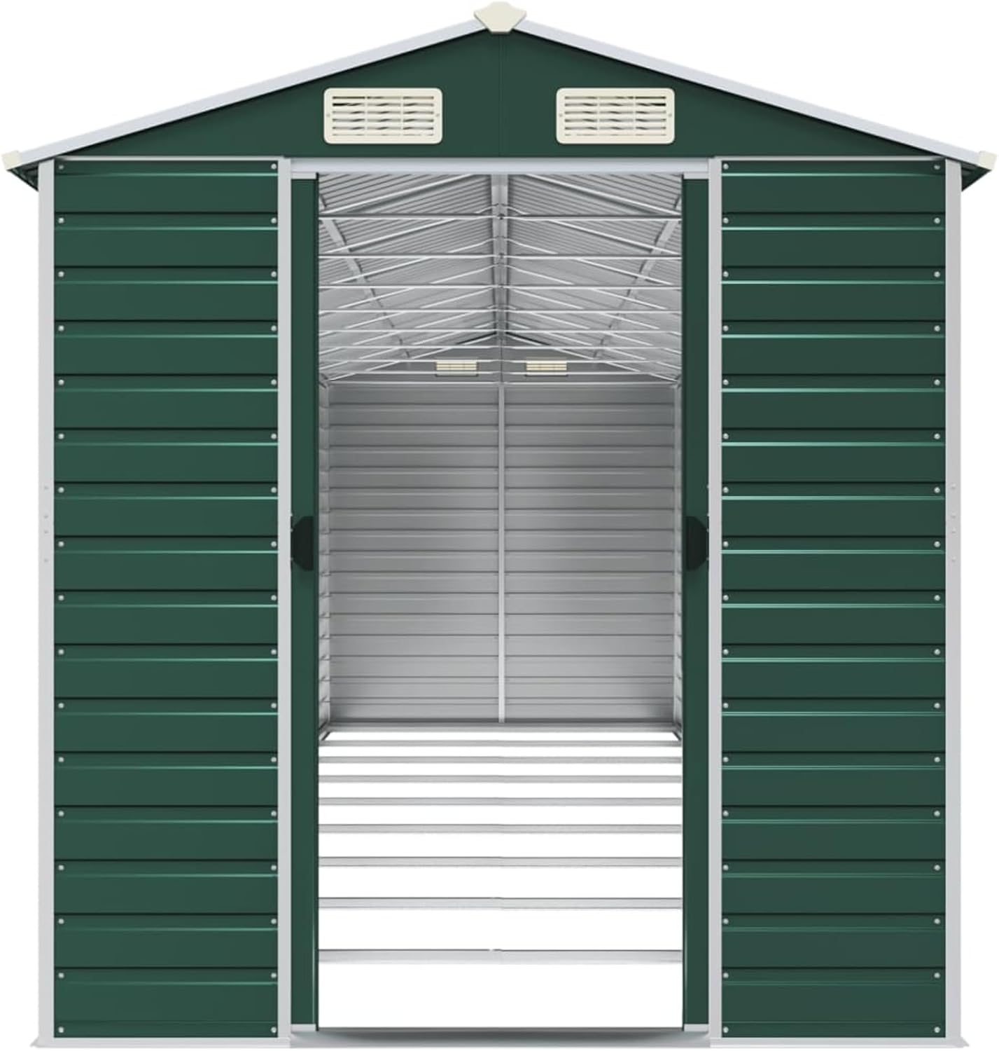 Abri de jardin - vert acier galvanisé 191x810x198 cm - rangement outils