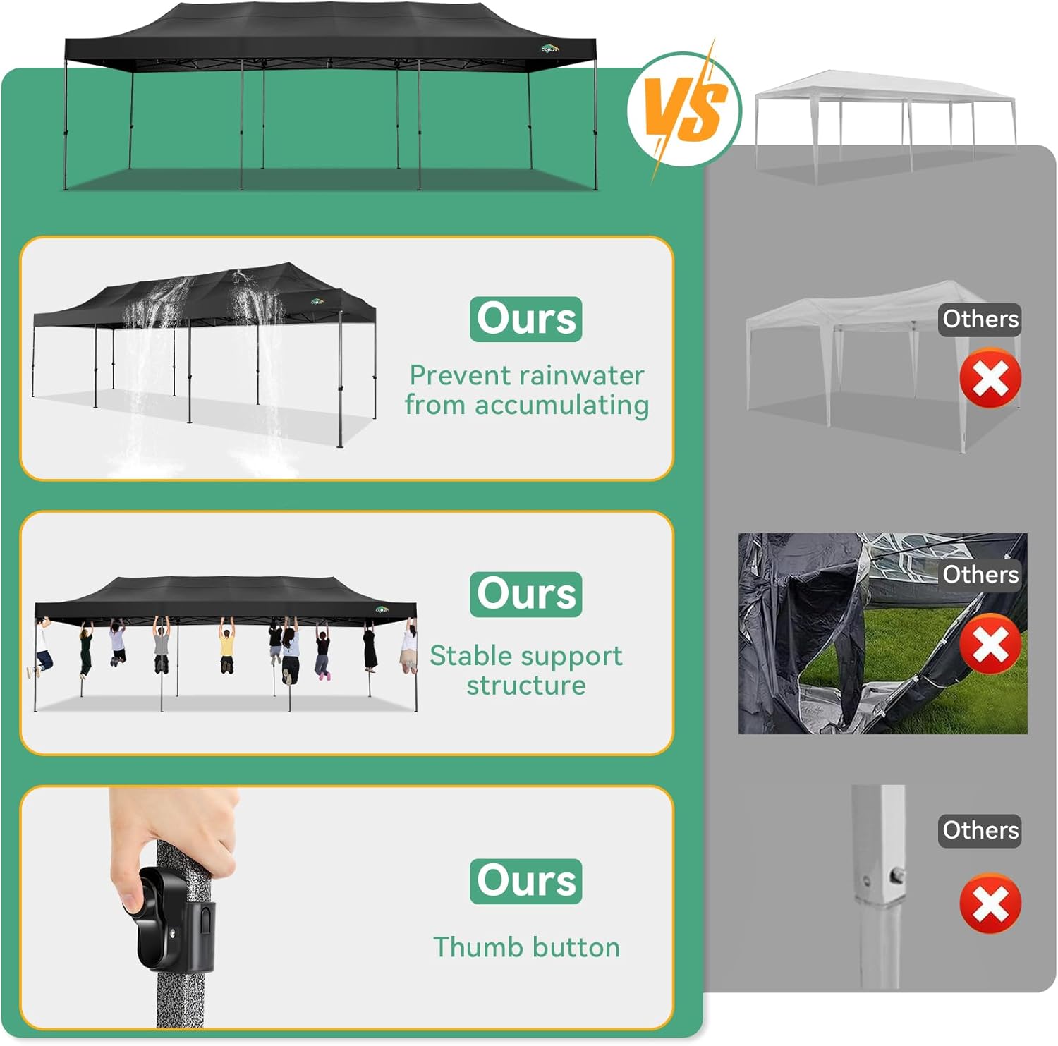 Tooluck - Pop-up robuste - 25,4x76,2 cm - 8 parois, imperméable, sac à roulettes