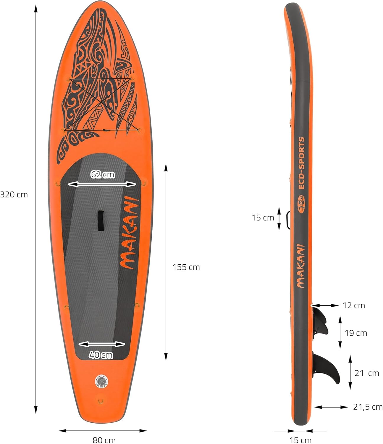 jardinite - Stand Up Paddle Série - 305/308/320/380 cm - PVC, 120/150 kg, ép. 10/15 cm