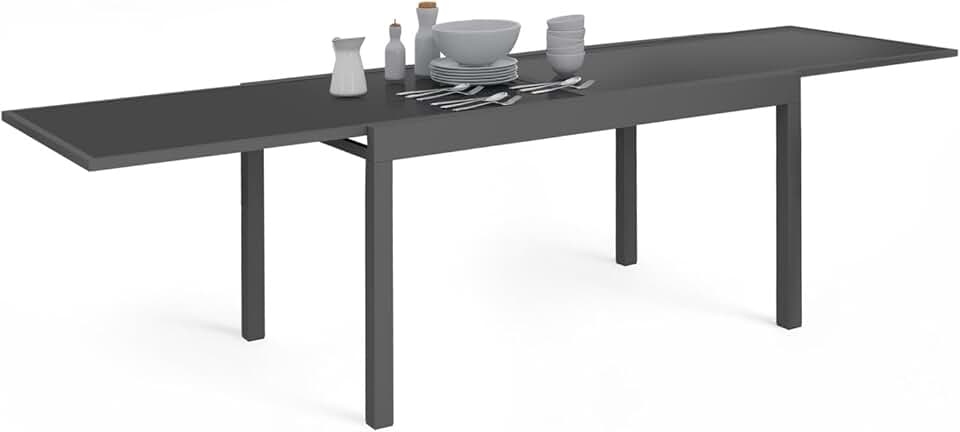 jardinite - Madrid - table extensible 135-270 cm 8 à 12 pers. anthracite