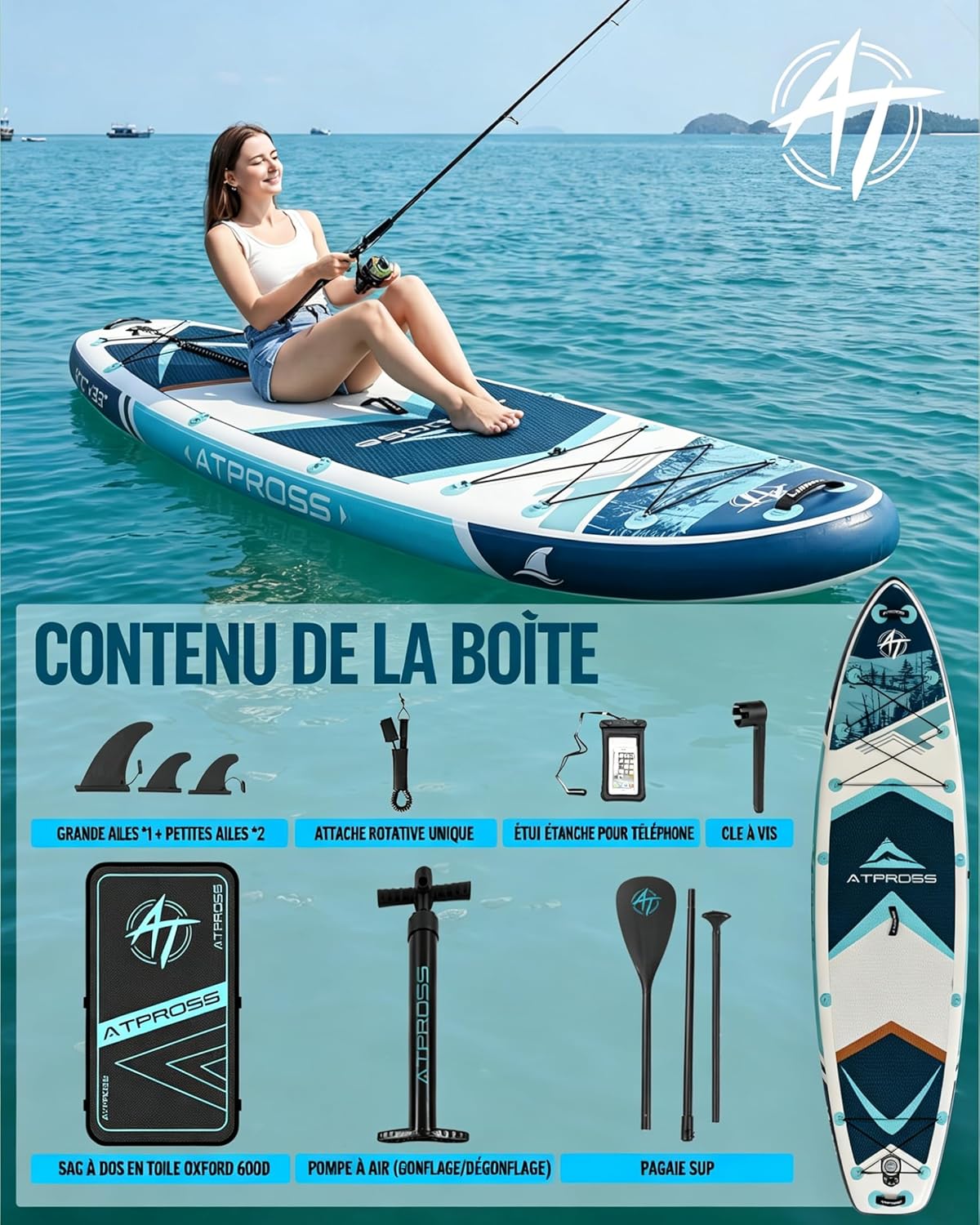 Stand Up Paddle gonflable adulte, 320x84cm, 2 places, 200kg, kayak avec siège
