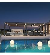 jardinite Pergola Bioclimatique en Aluminium 3,5 x 7,2 m, Tonnelle de Jardin Exterieur Imperméa...