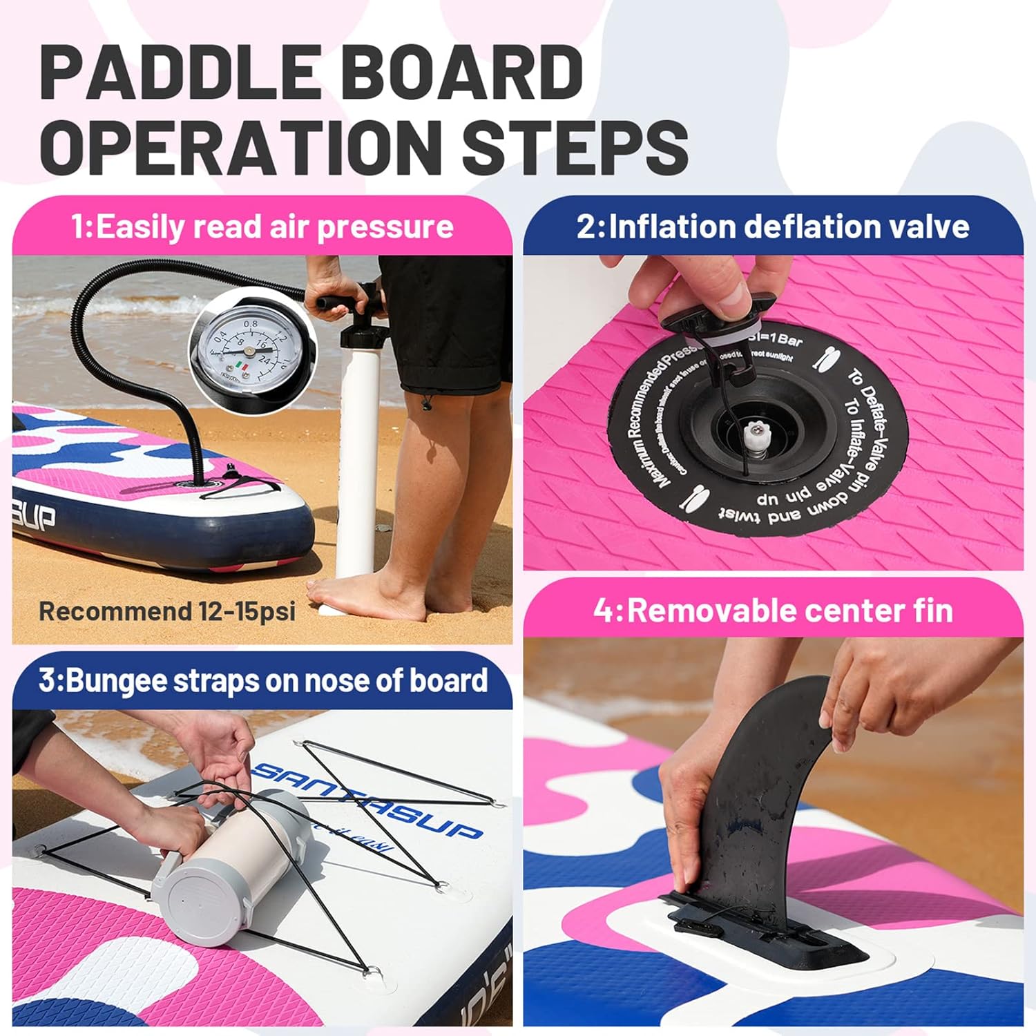 Tableau Gonflable Stand Up Paddle avec Accessoires Sup, Pont EVA antidérapant, Tableau Large 10'6