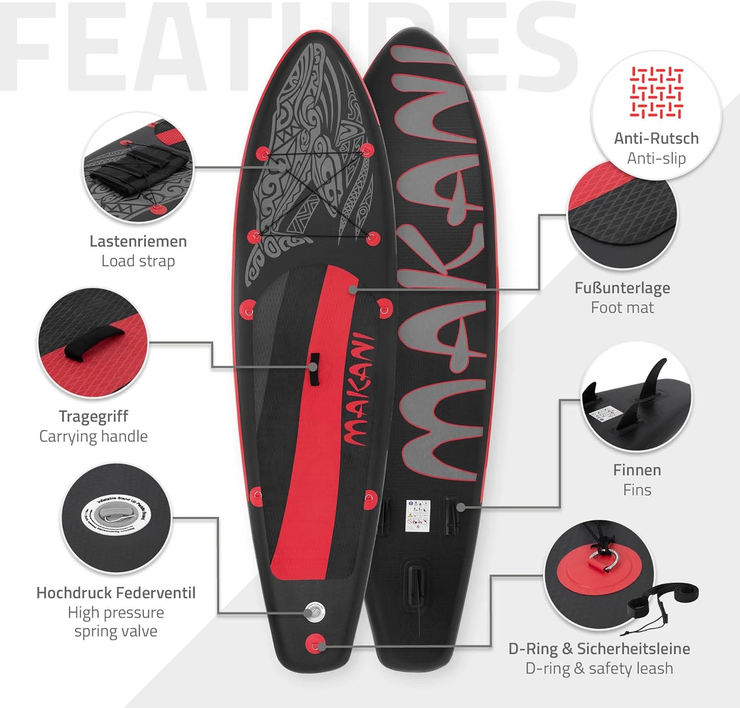 jardinite - Stand Up Paddle Board - 305/308/320/380 cm - PVC, 120/150 kg, 10/15 cm d'épaisseur