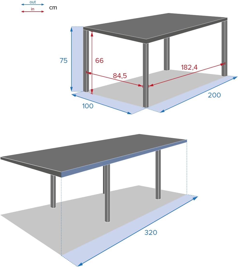 jardinite - Piazza extensible - 12 places - aluminium/verre renforcé - gris graphite