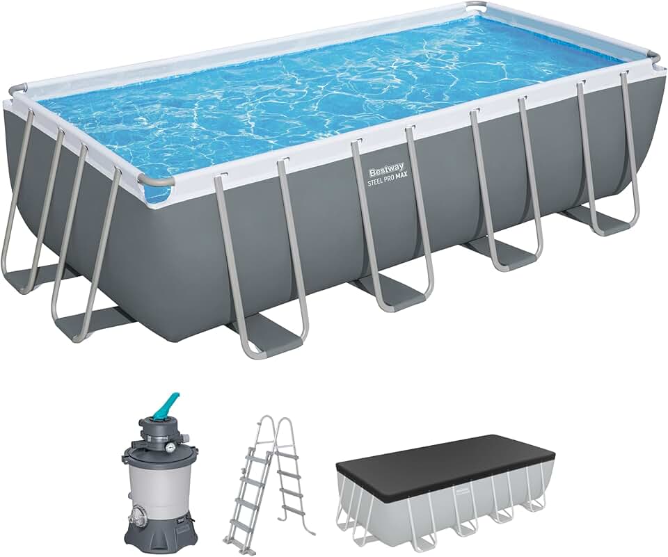jardinite Steel Pro Max Kit Piscine Hors Sol - 488 cm x 244 cm x 122 cm - Gris foncé
