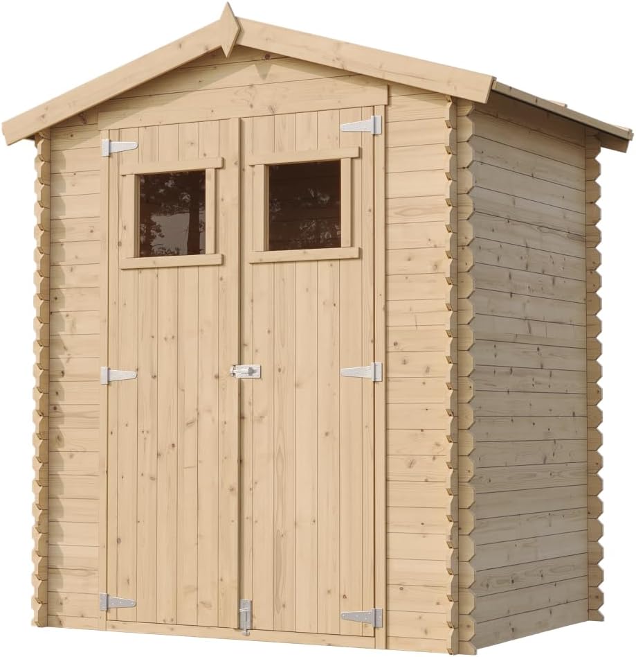 Abri de Jardin en Bois avec Sol TRAITÉ - Stockage extérieur I196xL136xH218 cm/ 1.98 m2 Petit abri à Outils, Local à vélos - Toit imperméable, fenêtres - jardinite M367