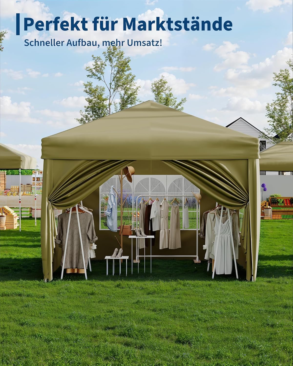 Gravee - Tonnelle pliante série pop-up - 3x3m - imperméable, anti-UV, parois latérales, sac transport