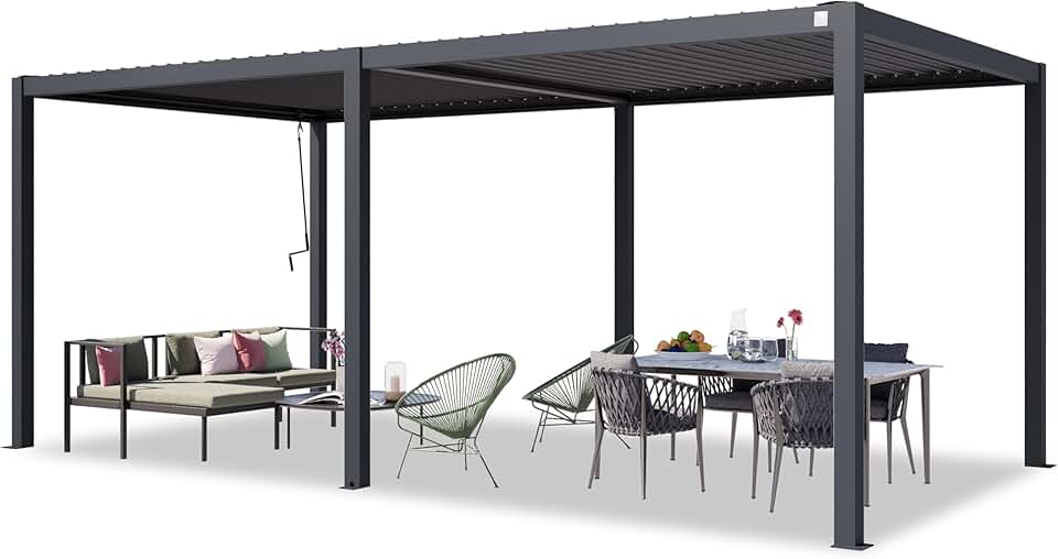 jardinite - Pergola série acier/aluminium - 3x6 m - lames orientables