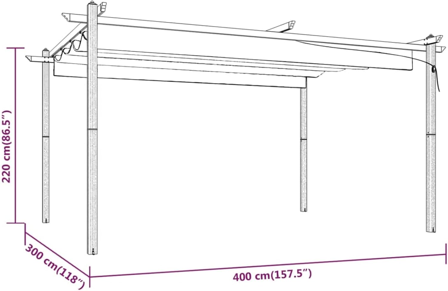 Pergola - toit extensible, étanche, anthracite - 4x3m, jardin, terrasse