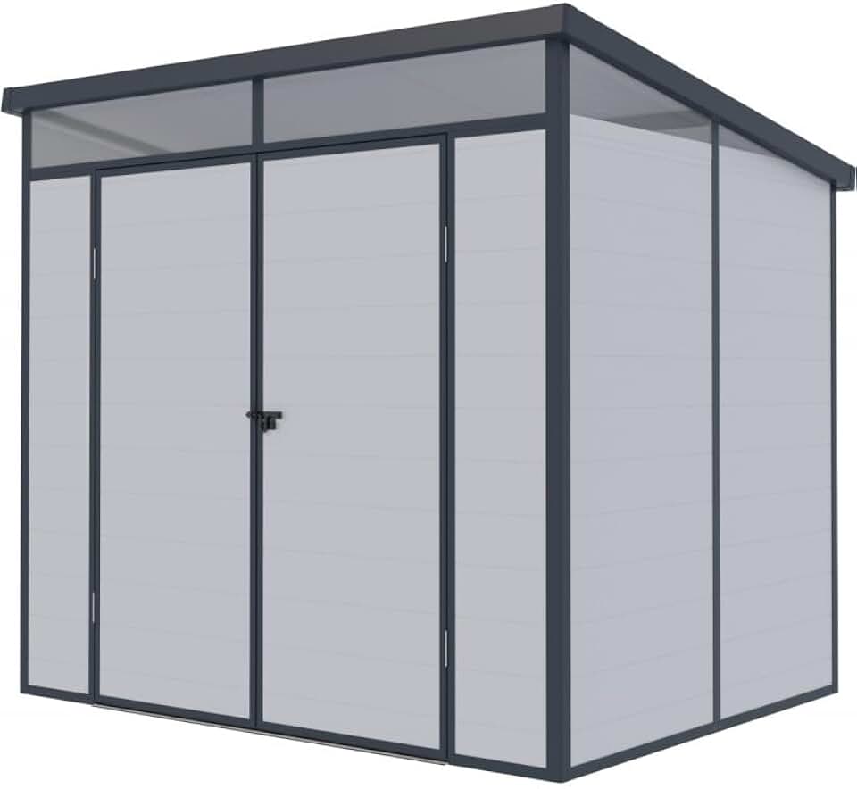 jardinite – Abri de jardin résine 4,10m² toit plat, double porte, aluminium