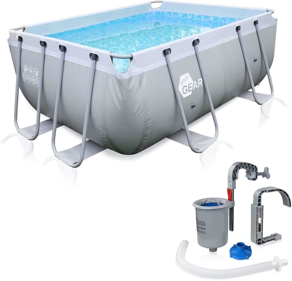 yourGEAR - Piscine familiale XL - 3x2x1m - Acier, skimmer, jardin