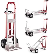 jardinite 4-en-1 Diable Pliant en Aluminium,Chariot de Déménagement de Manutention 363/454 kg, Diab...