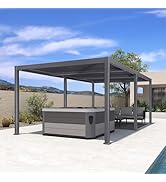 jardinite Pergola Bioclimatique 3,5 x 6,35 m en Aluminium, Tonnelle de Jardin Exterieur avec La...