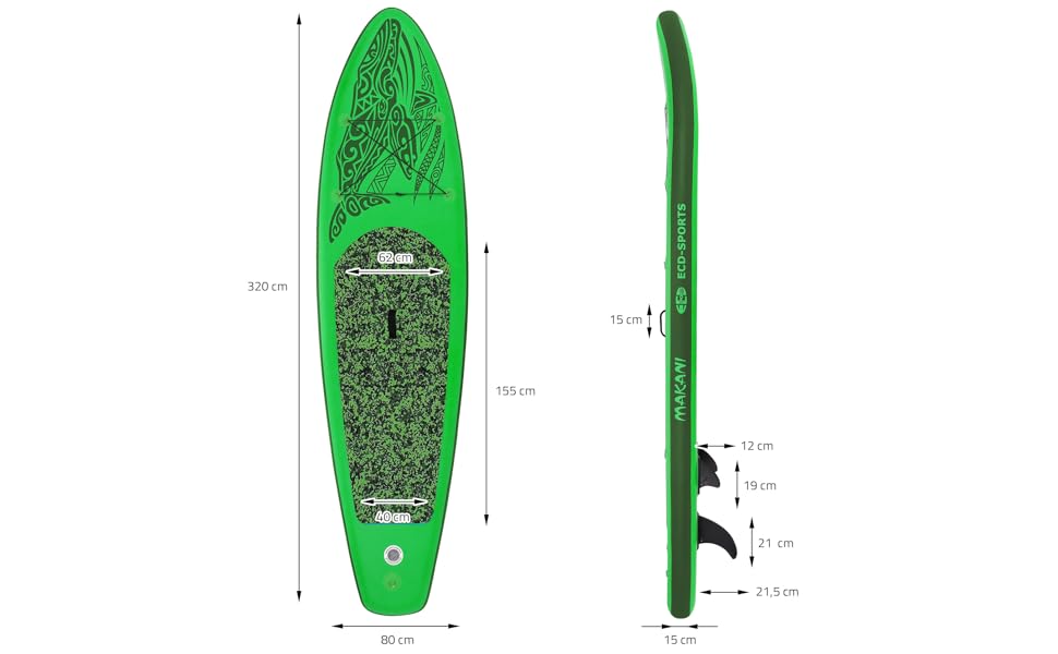 jardinite planche de stand up vert paddling makani 320x80x15 cm SUP gonflable paddle board de surf