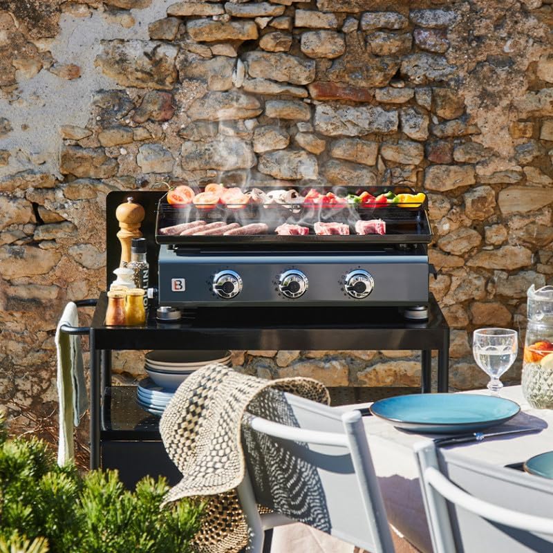 Favex - Silvia II - 67x34 cm - plancha gaz 3 feux, 7,5 kW, plaque acier émaillé, housse